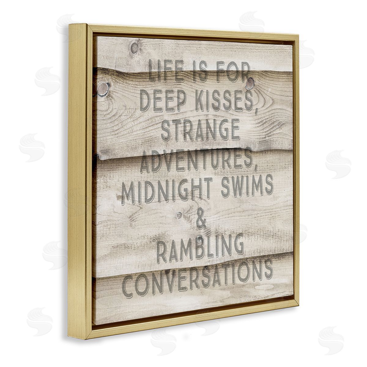 Amy Brinkman Romantic Motivational Typography Phrase Rustic Grain Design  Gold Floating Frame Canvas Wall Art Print