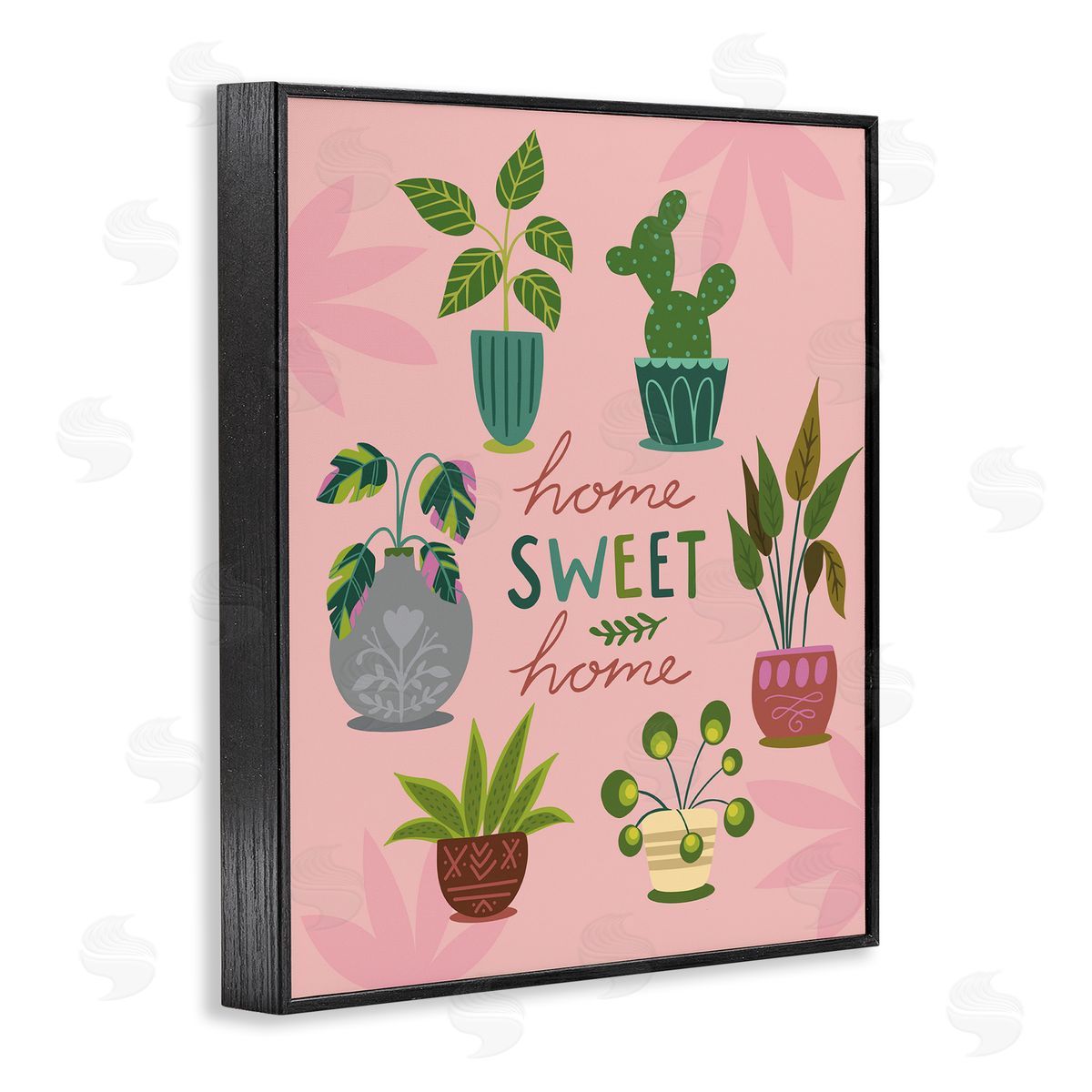 Louise Allens Home Sweet Home Charming Potted House Plants  Black Framed Giclee Wall Art Print
