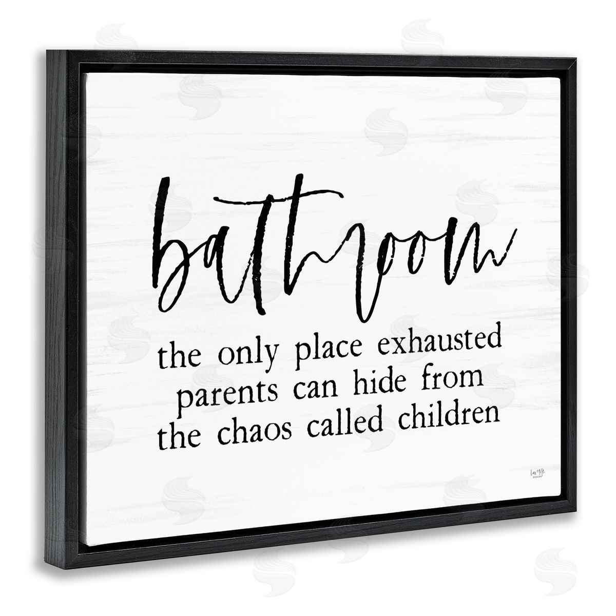 Lux + Mes Humorous Bathroom Family Quote Parents & Children  Black Floating Frame Canvas Wall Art Print