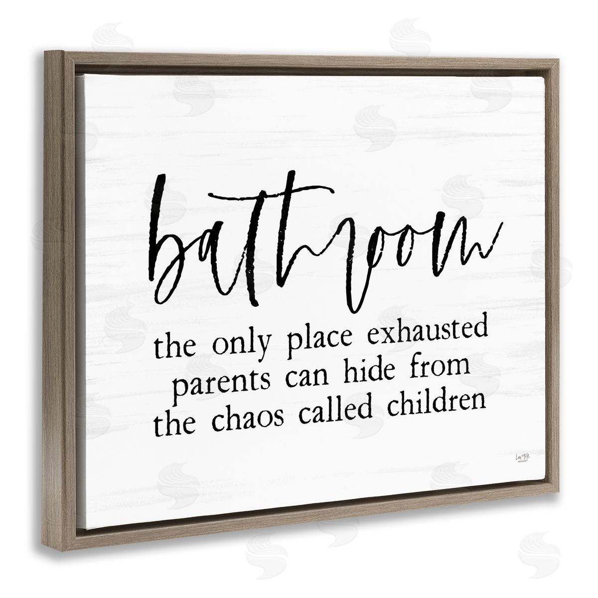Lux + Mes Humorous Bathroom Family Quote Parents & Children  Brown Floating Frame Canvas Wall Art Print