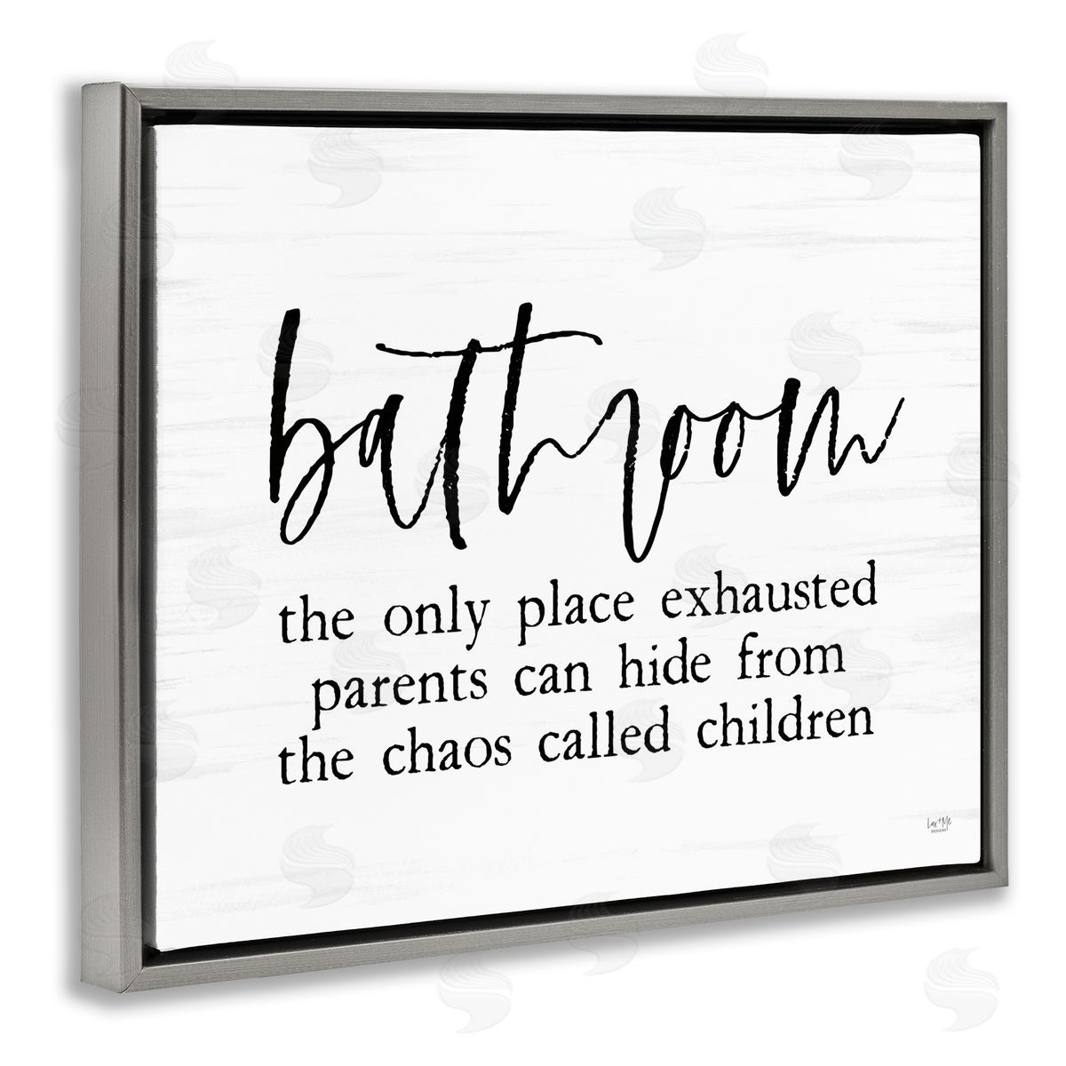 Lux + Mes Humorous Bathroom Family Quote Parents & Children  Gray Floating Frame Canvas Wall Art Print