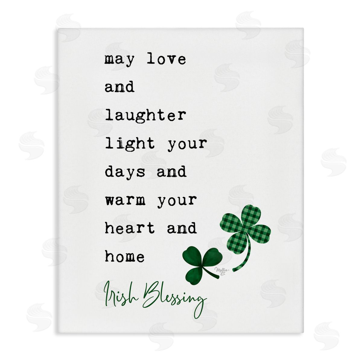 Mollie B. Heart & Home Touching Irish Blessing Clover Stretched Canvas Wall Art Print