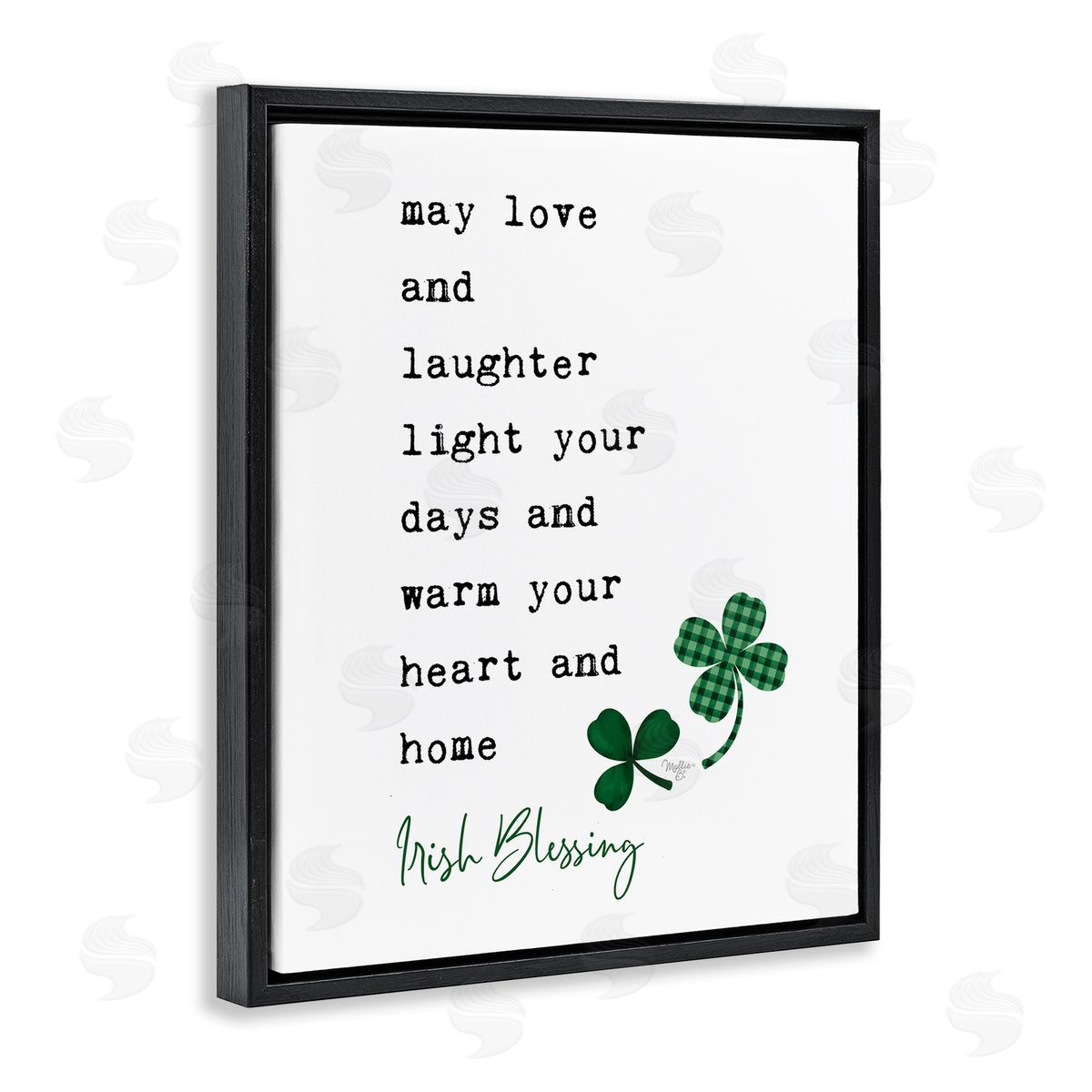 Mollie B. Heart & Home Touching Irish Blessing Clover Black Floating Frame Canvas Wall Art Print