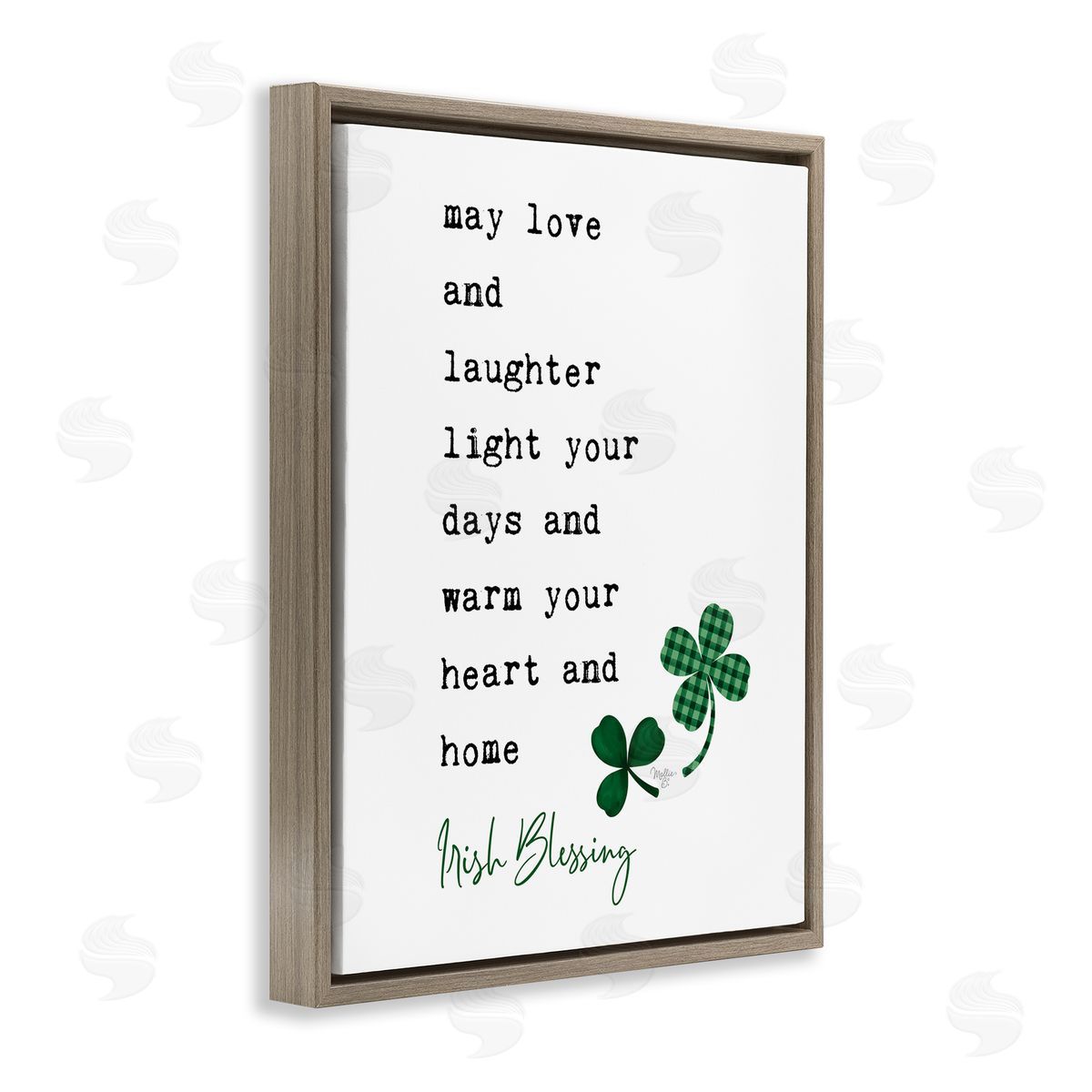 Mollie B. Heart & Home Touching Irish Blessing Clover Brown Floating Frame Canvas Wall Art Print