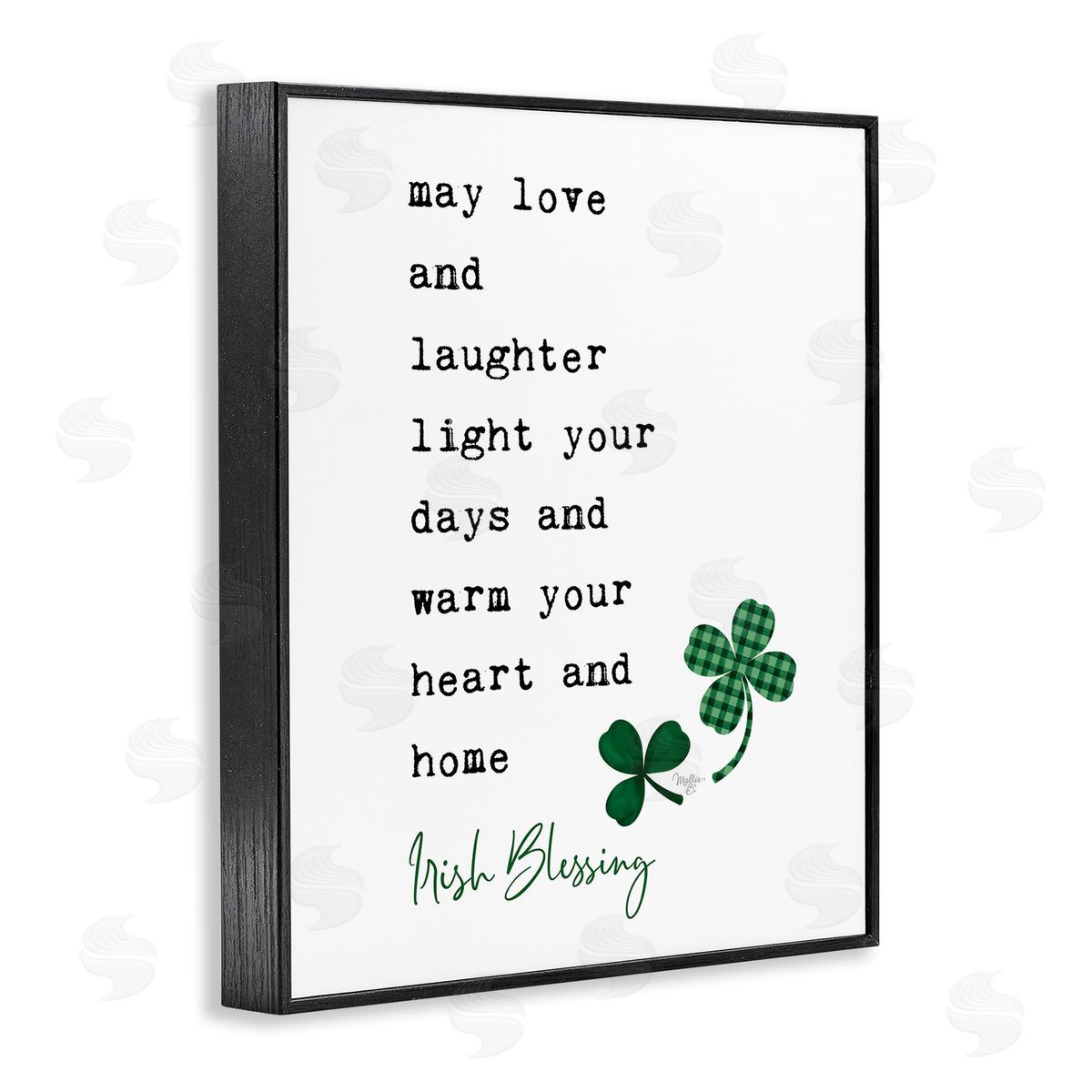 Mollie B. Heart & Home Touching Irish Blessing Clover Black Framed Giclee Wall Art Print
