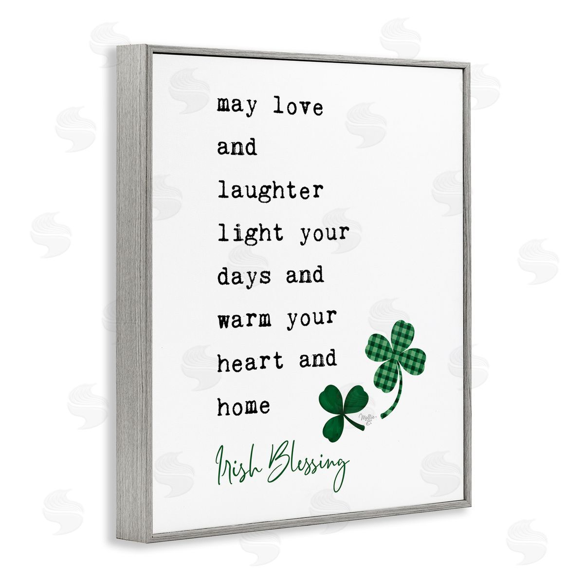 Mollie B. Heart & Home Touching Irish Blessing Clover Gray Framed Giclee Wall Art Print