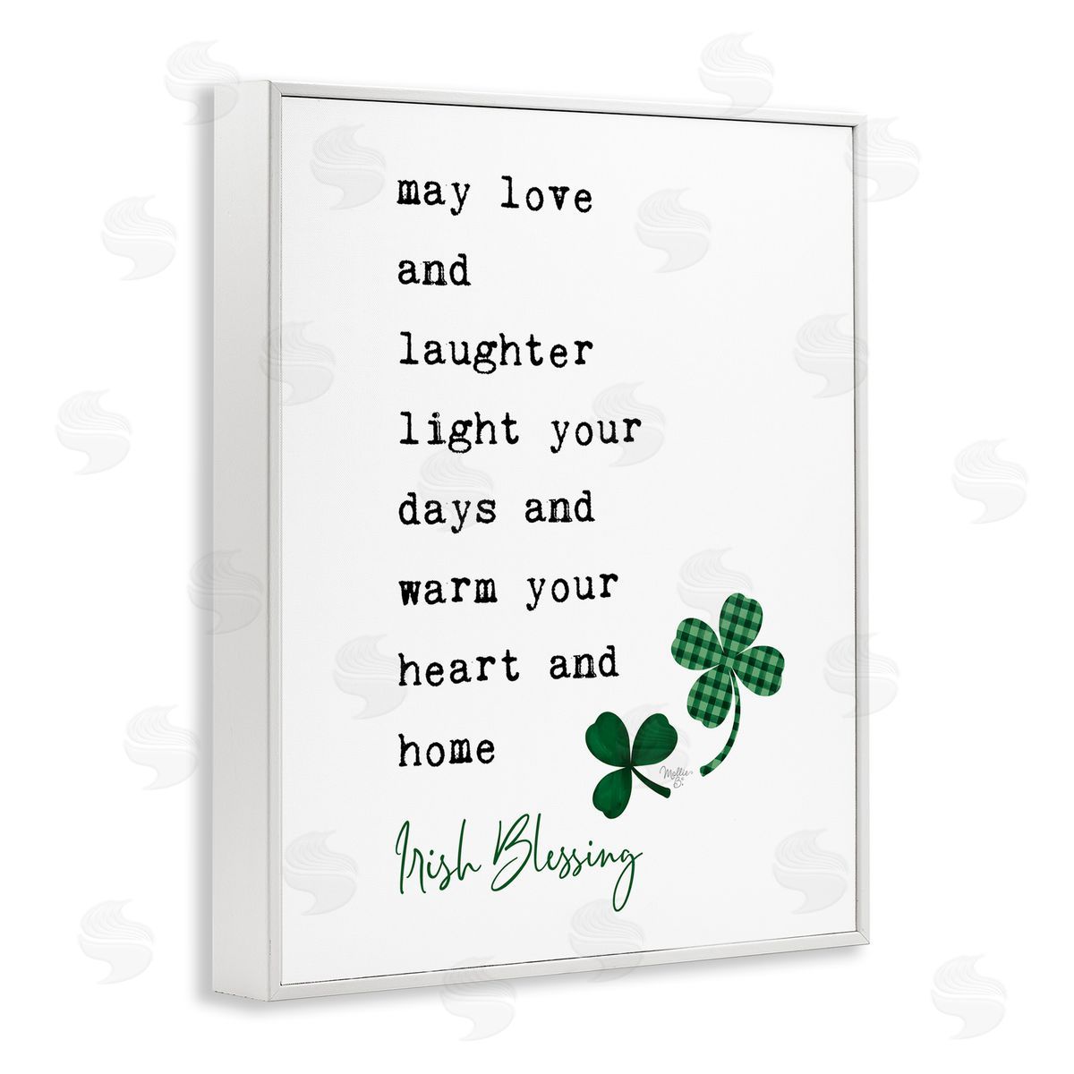 Mollie B. Heart & Home Touching Irish Blessing Clover White Framed Giclee Wall Art Print