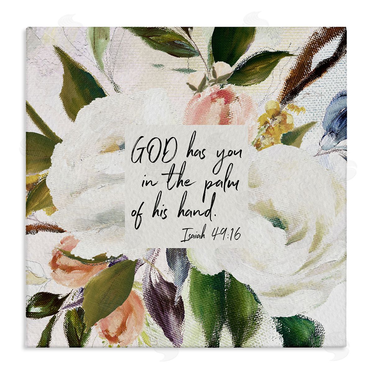 Amy Brinkman Palm Of His Hand Religious Calligraphy Traditional Blossom Stretched Canvas Wall Art Print