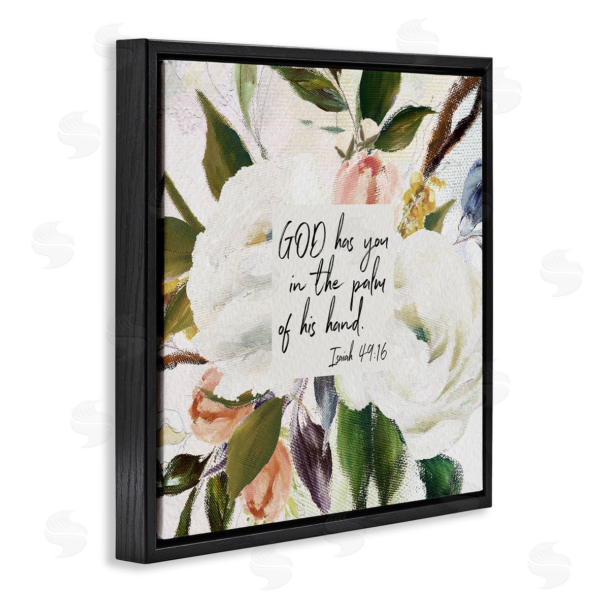 Amy Brinkman Palm Of His Hand Religious Calligraphy Traditional Blossom Black Floating Frame Canvas Wall Art Print
