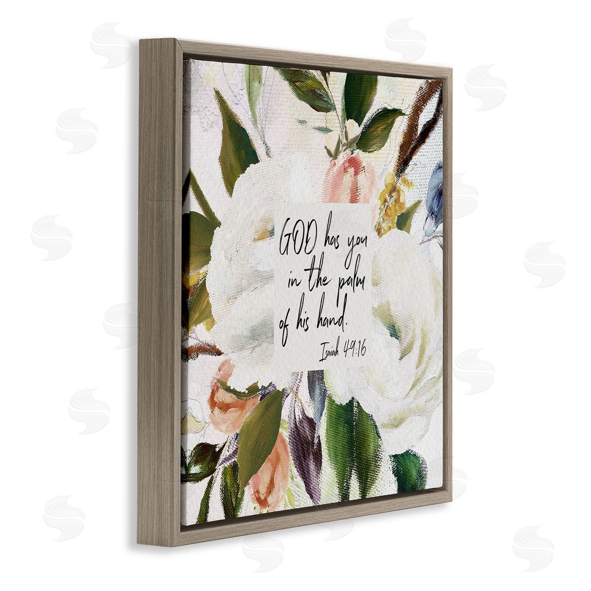 Amy Brinkman Palm Of His Hand Religious Calligraphy Traditional Blossom Brown Floating Frame Canvas Wall Art Print