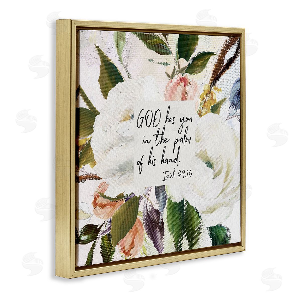 Amy Brinkman Palm Of His Hand Religious Calligraphy Traditional Blossom Gold Floating Frame Canvas Wall Art Print