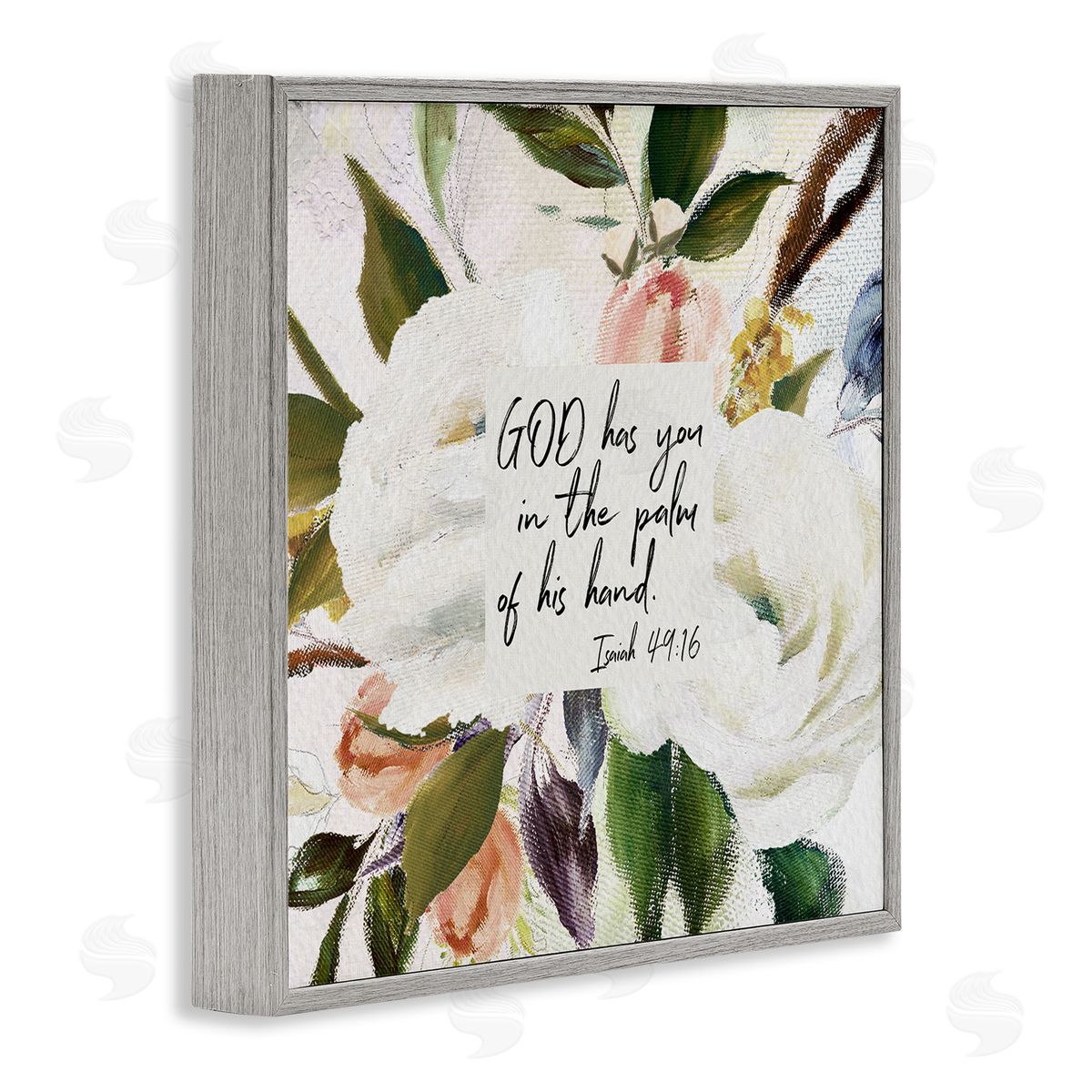 Amy Brinkman Palm Of His Hand Religious Calligraphy Traditional Blossom Gray Framed Glicee Wall Art Print