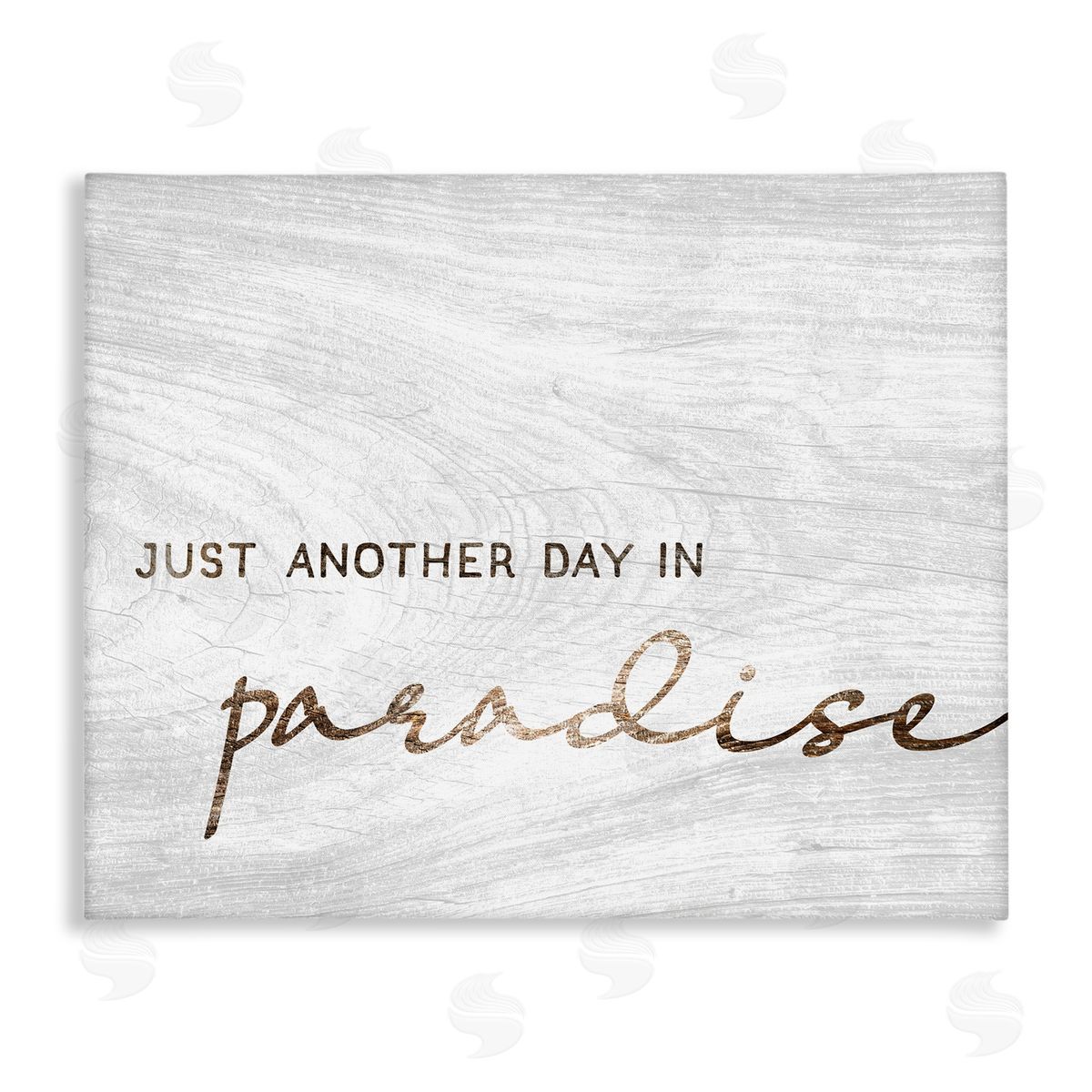 Stupell Studio Paradise Phrase Glam Cursive White Grain Pattern  Stretched Canvas Wall Art Print
