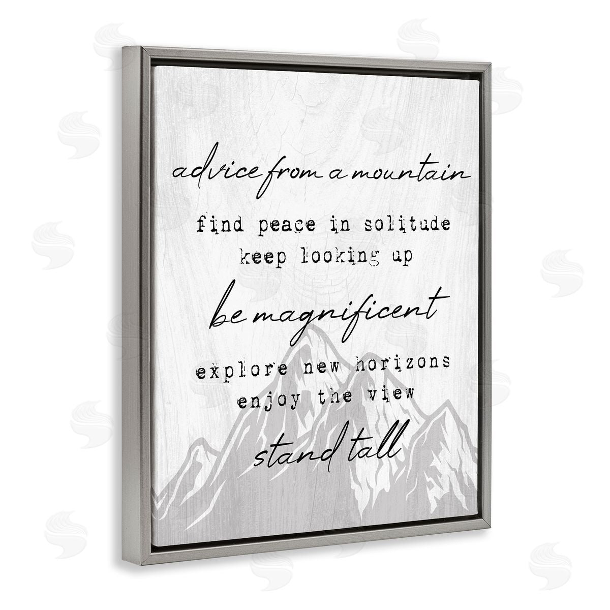 Stupell Studio Advice From Mountains Rustic Motivational Adventure Quote  Gray Floating Frame Canvas Wall Art Print
