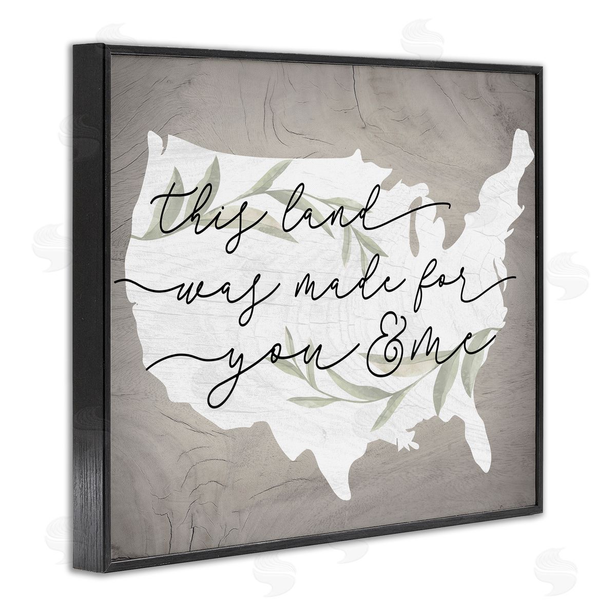 Stupell Studio Rustic Americana Cursive Typography Quote USA Map  Black Framed Giclee Wall Art Print