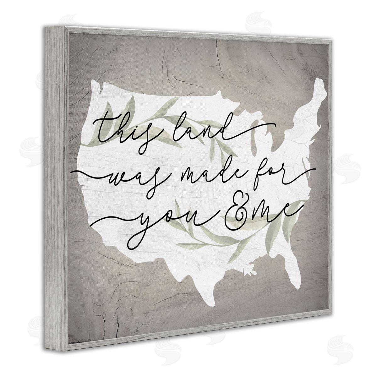 Stupell Studio Rustic Americana Cursive Typography Quote USA Map  Gray Framed Giclee Wall Art Print