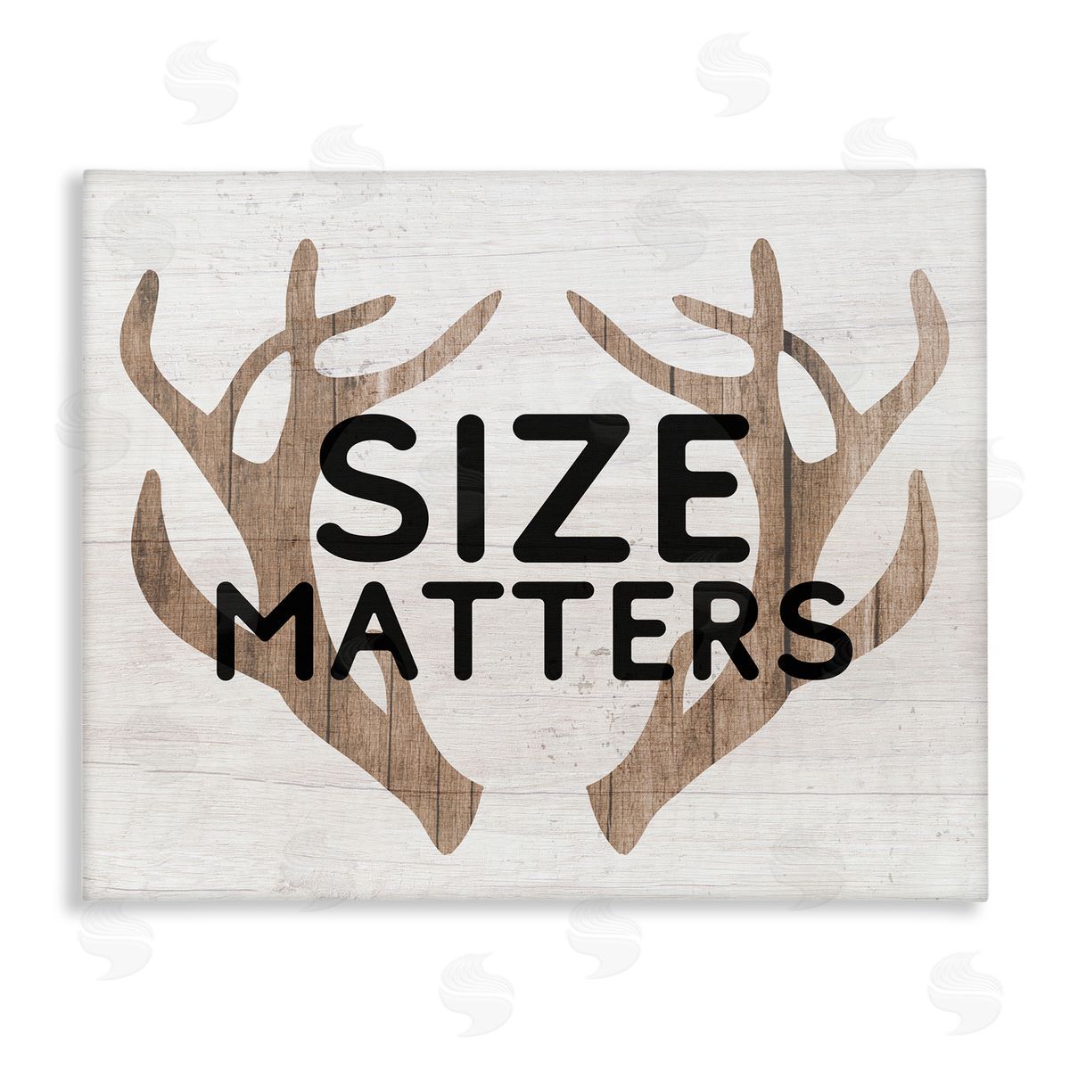 Stupell Studio Size Matters Funny Antlers Rustic Camping Typography  Stretched Canvas Wall Art Print
