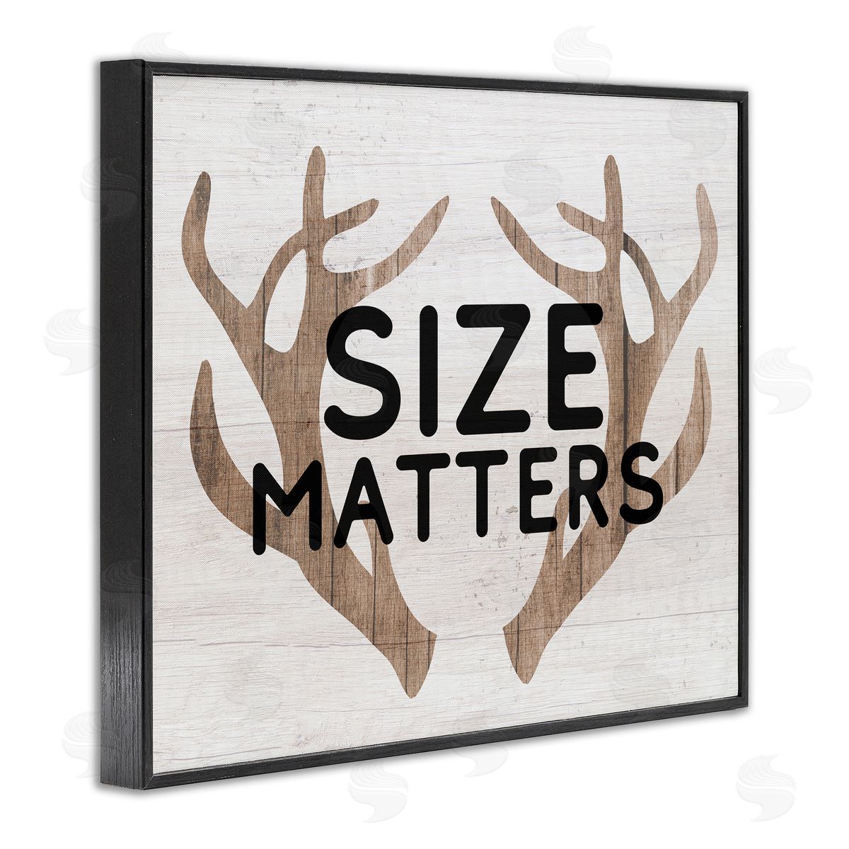 Stupell Studio Size Matters Funny Antlers Rustic Camping Typography  Black Framed Giclee Wall Art Print