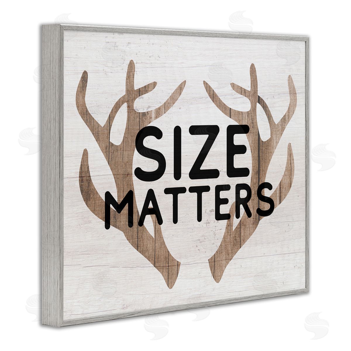 Stupell Studio Size Matters Funny Antlers Rustic Camping Typography  Gray Framed Giclee Wall Art Print