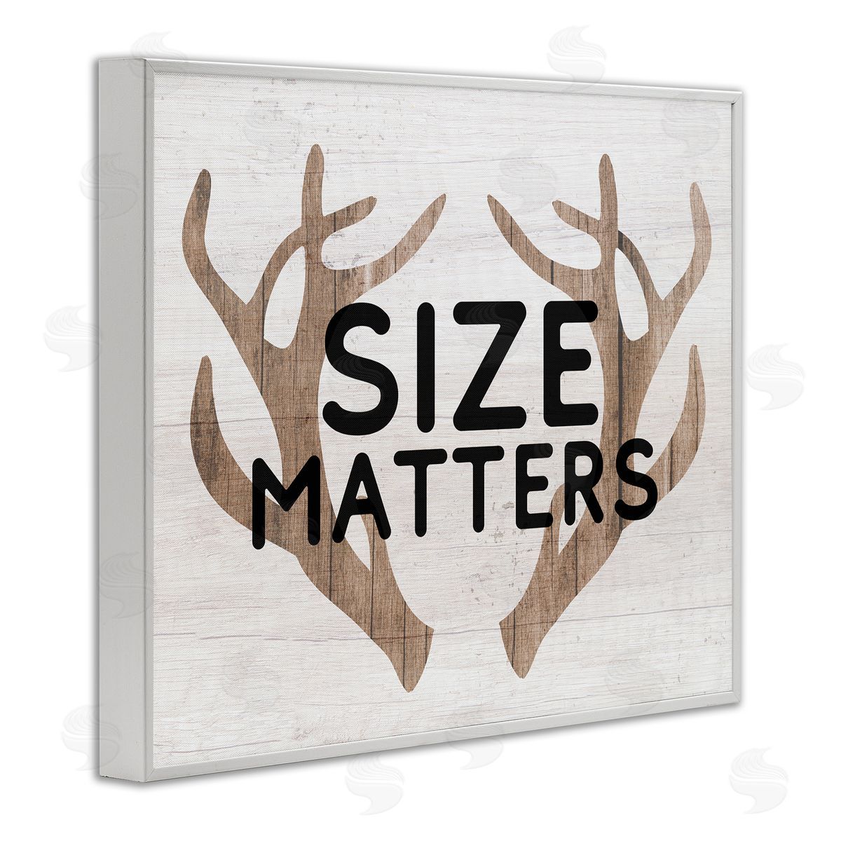 Stupell Studio Size Matters Funny Antlers Rustic Camping Typography  White Framed Giclee Wall Art Print