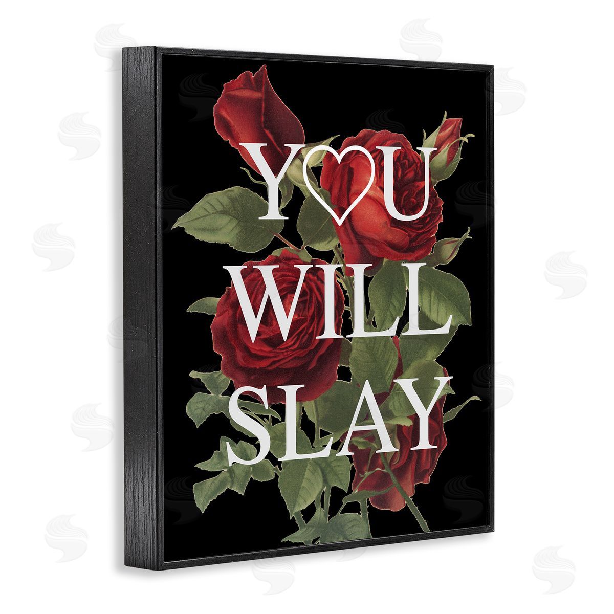 Stupell Studio You Will Slay Chic Red Roses Glam Phrase  Black Framed Giclee Wall Art Print