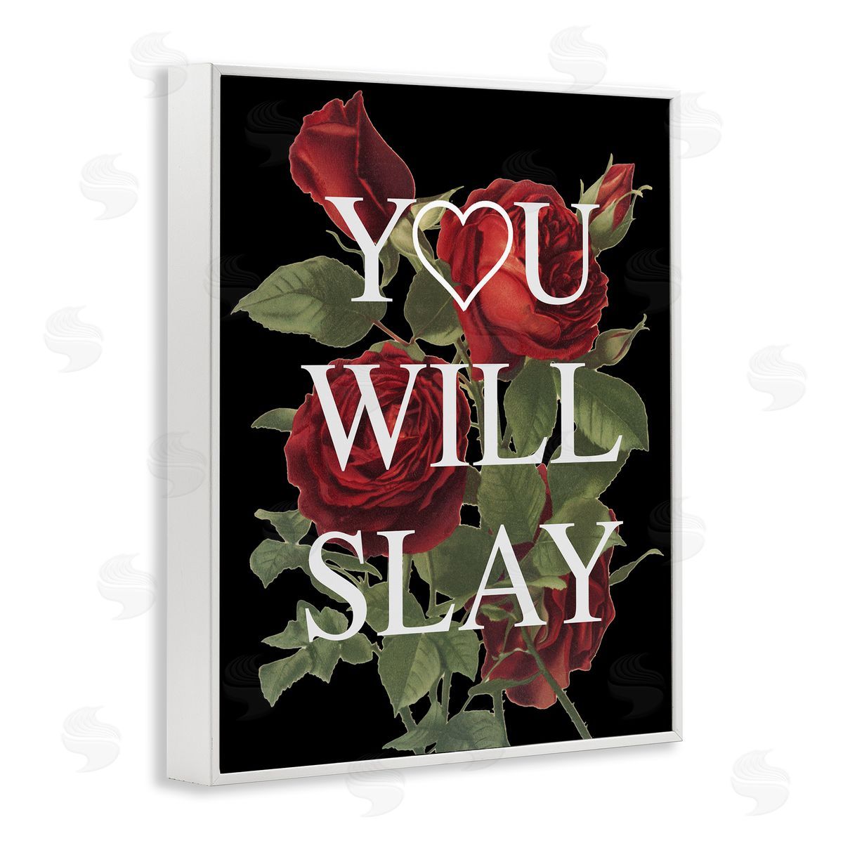 Stupell Studio You Will Slay Chic Red Roses Glam Phrase  White Framed Giclee Wall Art Print
