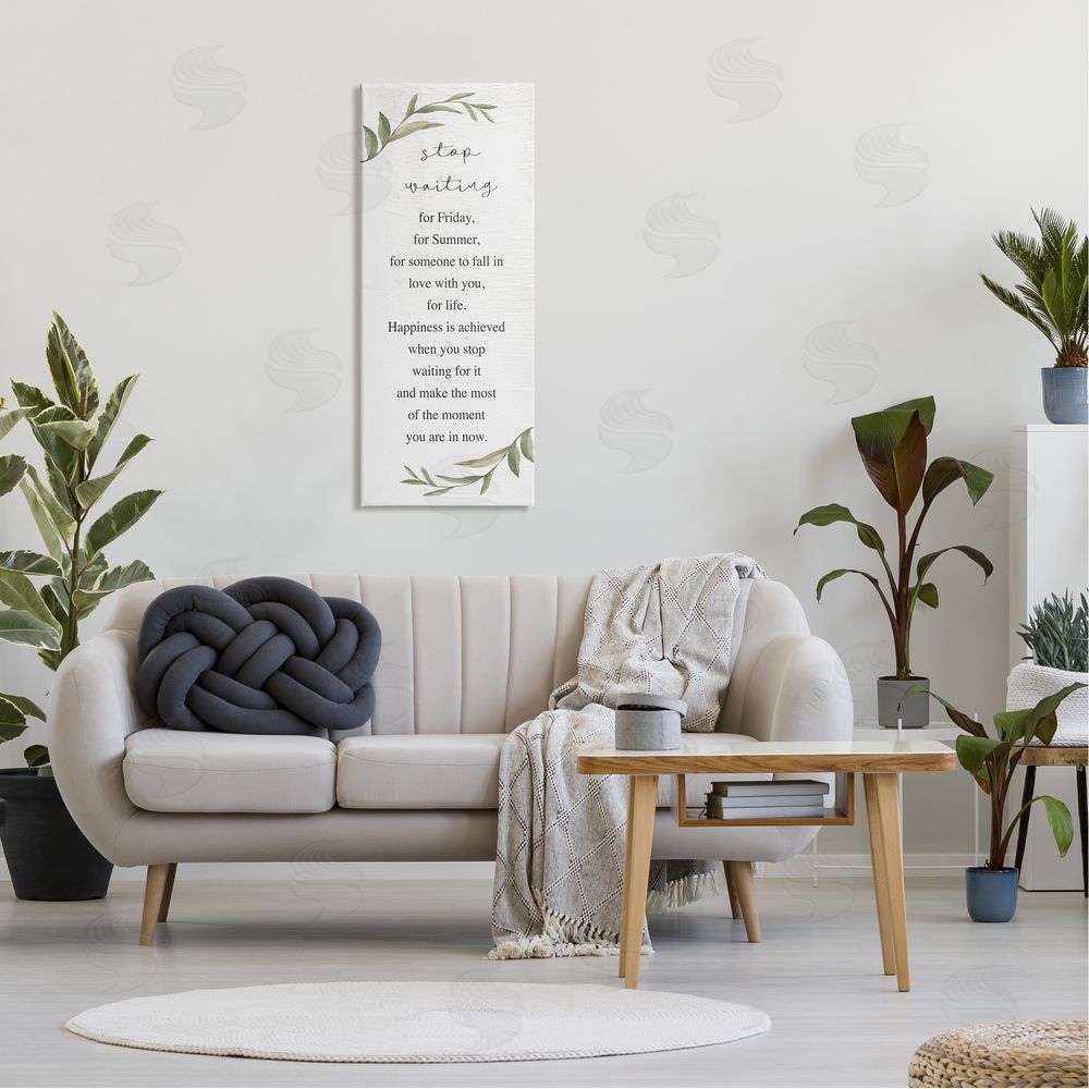 Stupell Studio Stop Waiting Inspirational Text Sign Botanical Border 