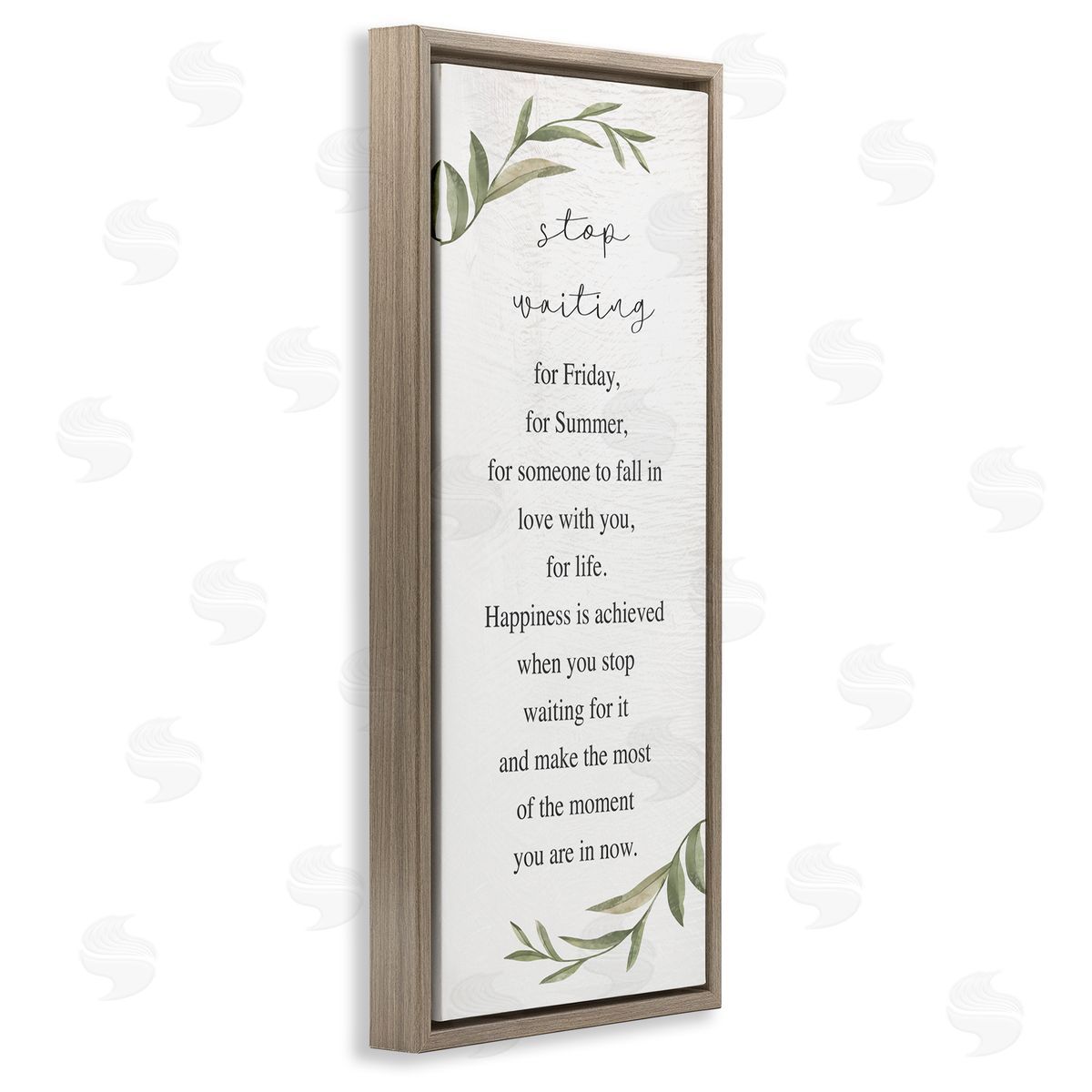 Stupell Studio Stop Waiting Inspirational Text Sign Botanical Border 