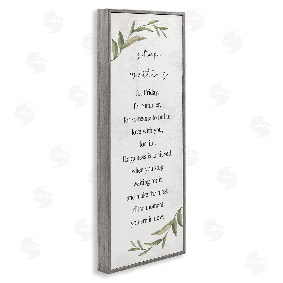 Stupell Studio Stop Waiting Inspirational Text Sign Botanical Border 