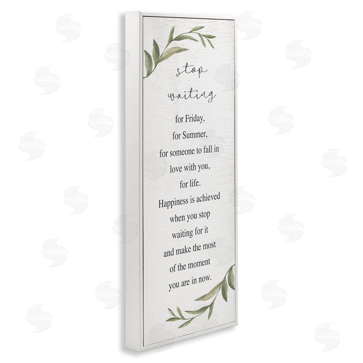 Stupell Studio Stop Waiting Inspirational Text Sign Botanical Border 