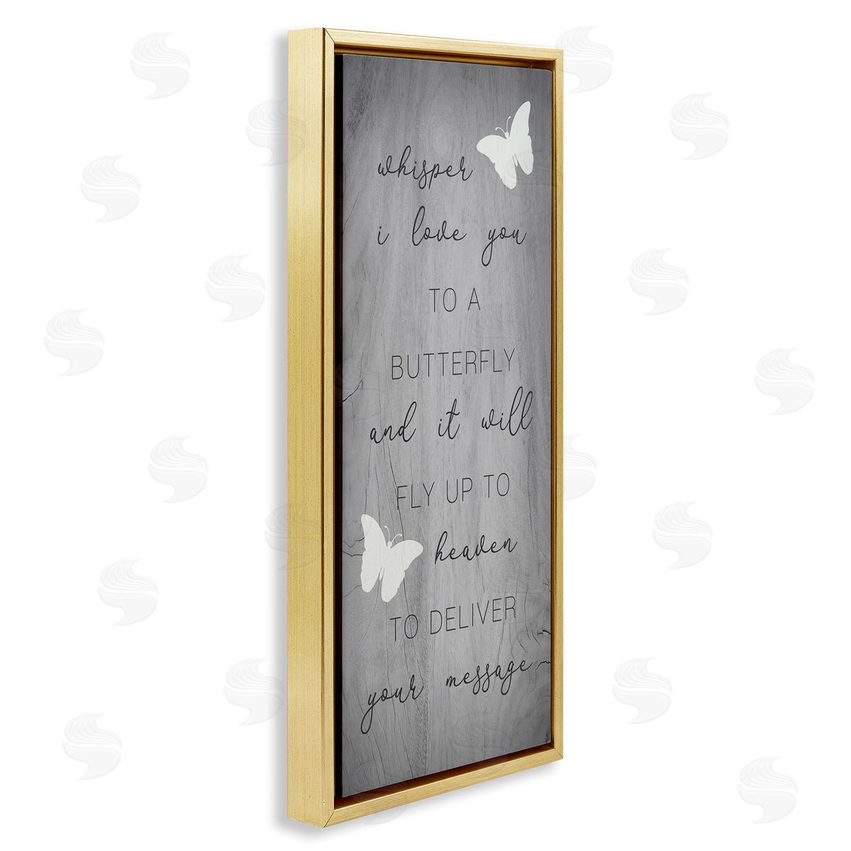 Stupell Studio Romantic Butterfly Quote Rustic Grey Grain Pattern