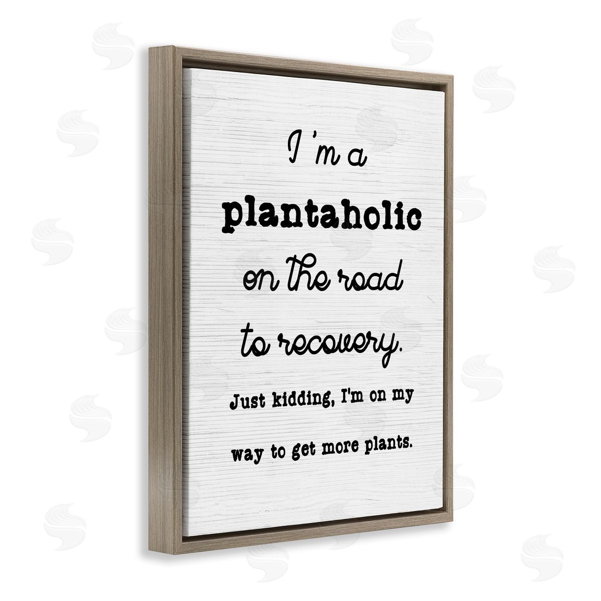 Stupell Studio Witty Plantaholic Sign Fun Plant Parent Typography  Brown Floating Frame Canvas Wall Art Print