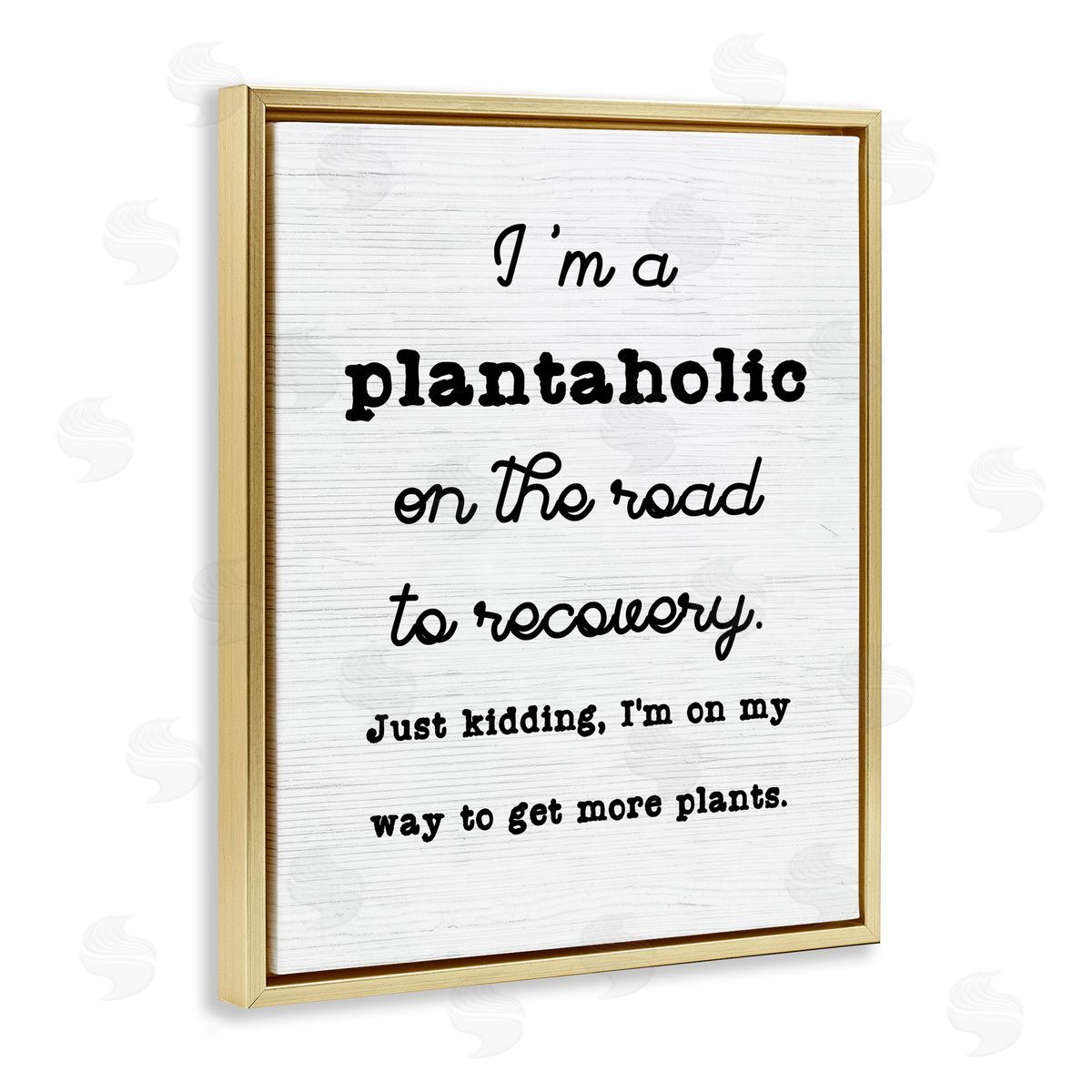Stupell Studio Witty Plantaholic Sign Fun Plant Parent Typography  Gold Floating Frame Canvas Wall Art Print