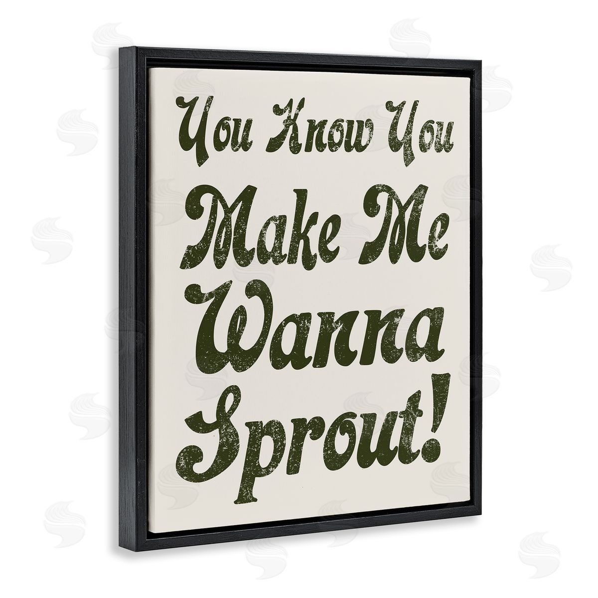 Stupell Studio Make Me Wanna Sprout Retro Gardener Typography  Black Floating Frame Canvas Wall Art Print
