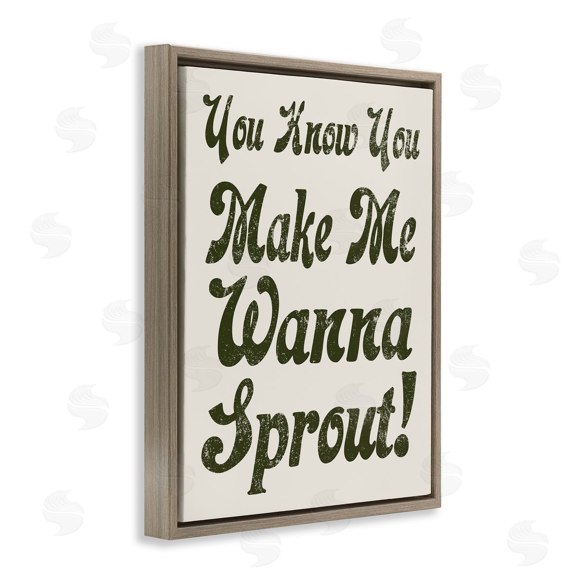 Stupell Studio Make Me Wanna Sprout Retro Gardener Typography  Brown Floating Frame Canvas Wall Art Print