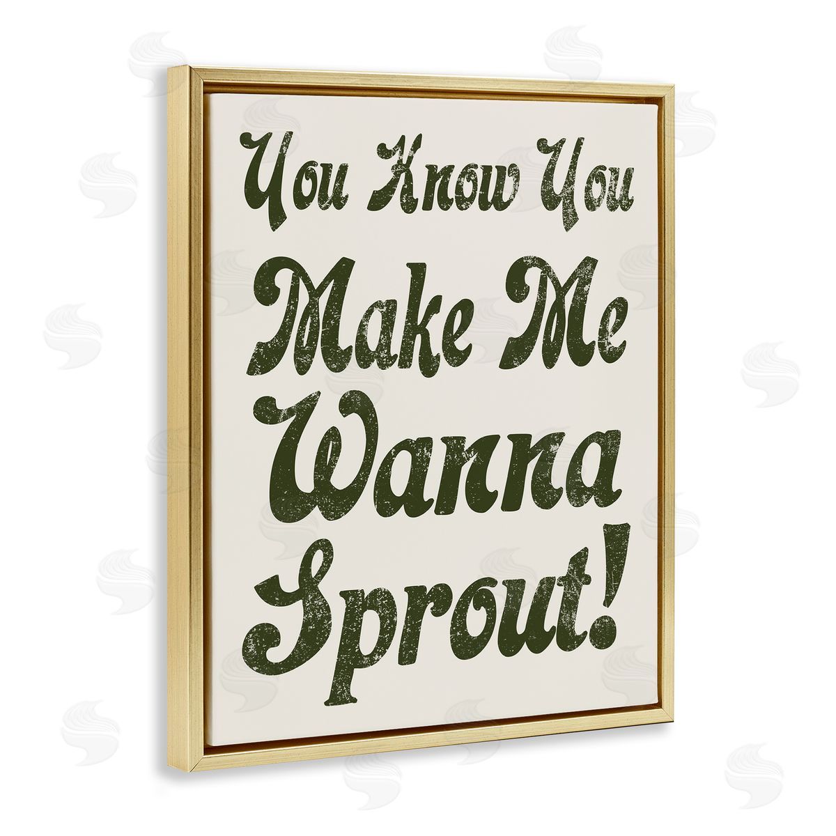 Stupell Studio Make Me Wanna Sprout Retro Gardener Typography  Gold Floating Frame Canvas Wall Art Print