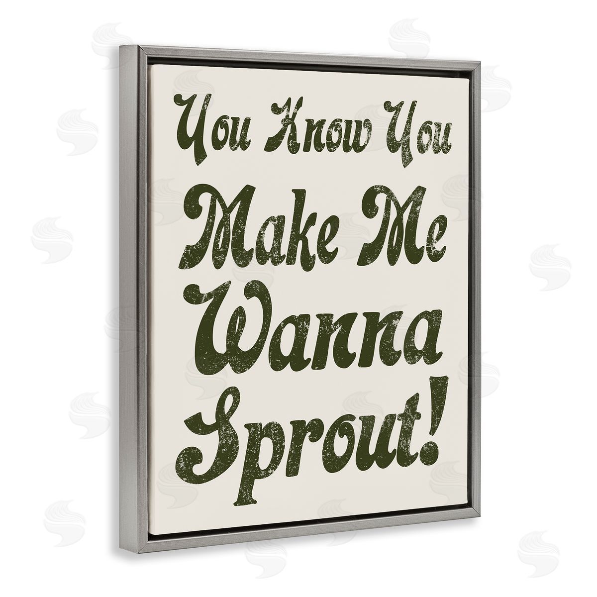 Stupell Studio Make Me Wanna Sprout Retro Gardener Typography  Gray Floating Frame Canvas Wall Art Print