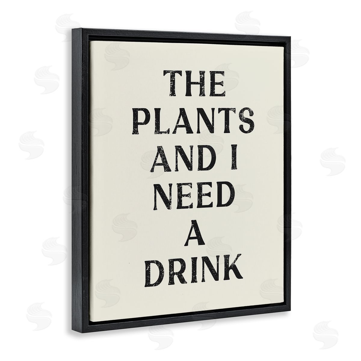 Stupell Studio Need a Drink Humorous Plant Parent Weathered Text Black Floating Frame Canvas Wall Art Print