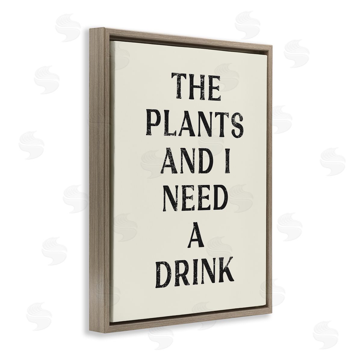 Stupell Studio Need a Drink Humorous Plant Parent Weathered Text Brown Floating Frame Canvas Wall Art Print