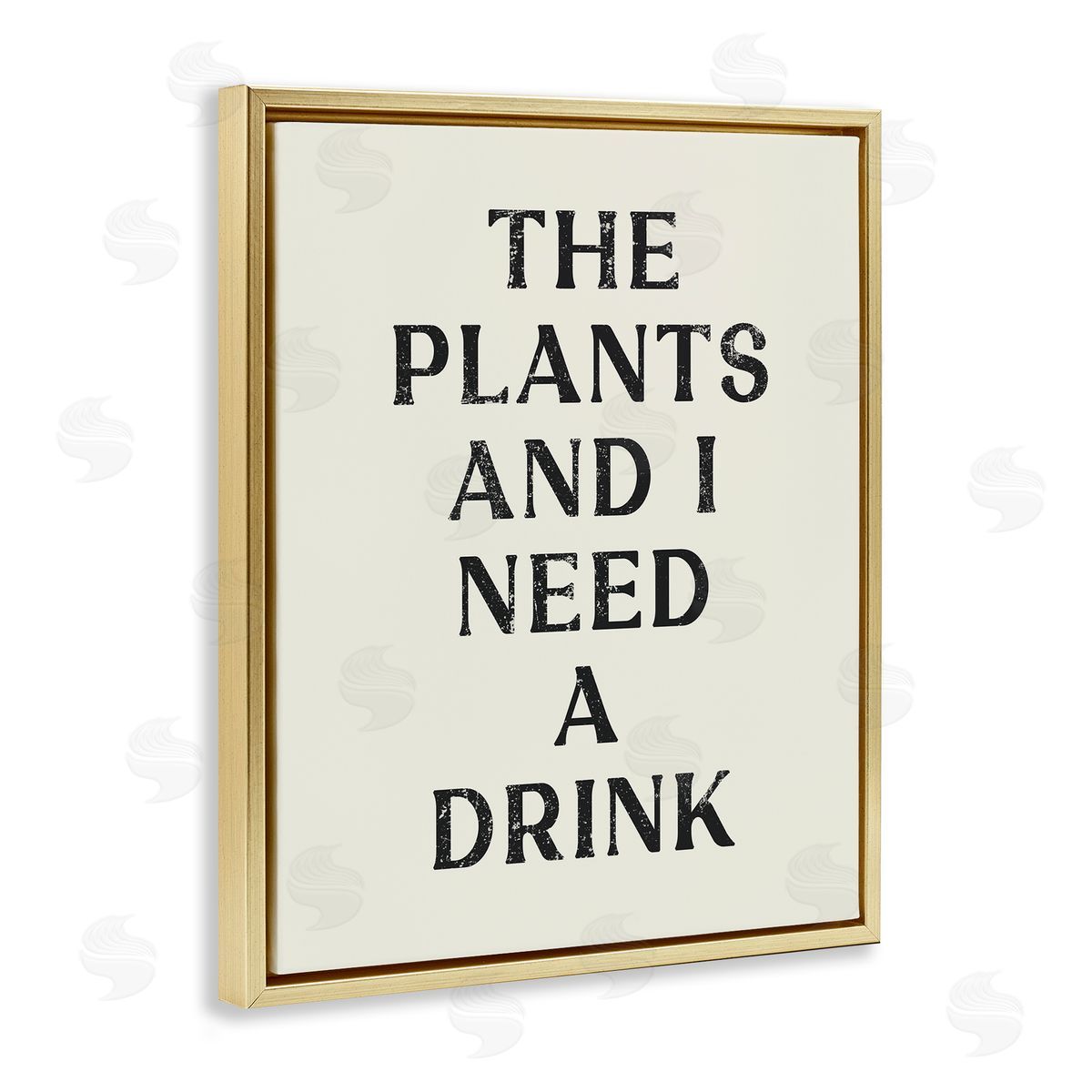 Stupell Studio Need a Drink Humorous Plant Parent Weathered Text Gold Floating Frame Canvas Wall Art Print