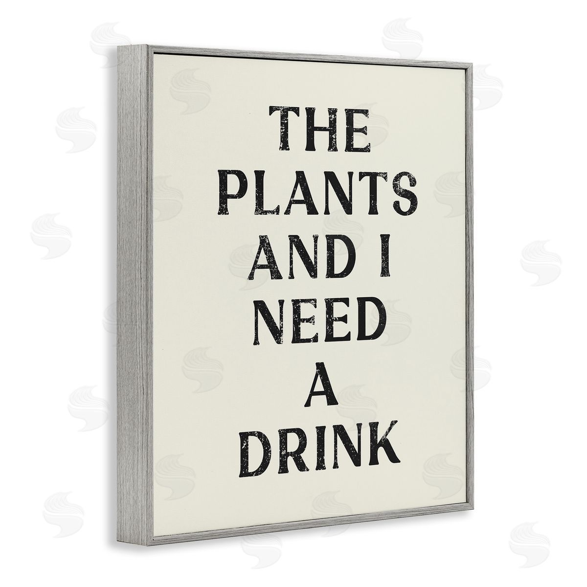 Stupell Studio Need a Drink Humorous Plant Parent Weathered Text Gray Framed Giclee Wall Art Print