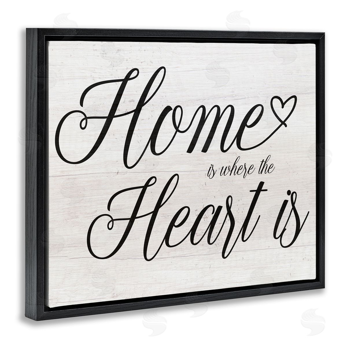 Stupell Studio Heart & Home Fancy Script Phrase Typography  Black Floating Frame Canvas Wall Art Print