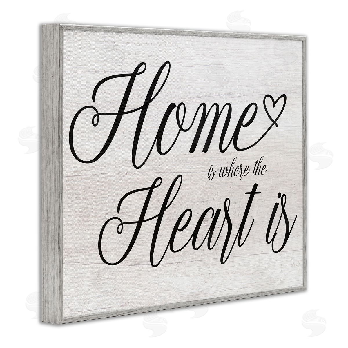 Stupell Studio Heart & Home Fancy Script Phrase Typography  Gray Framed Giclee Wall Art Print