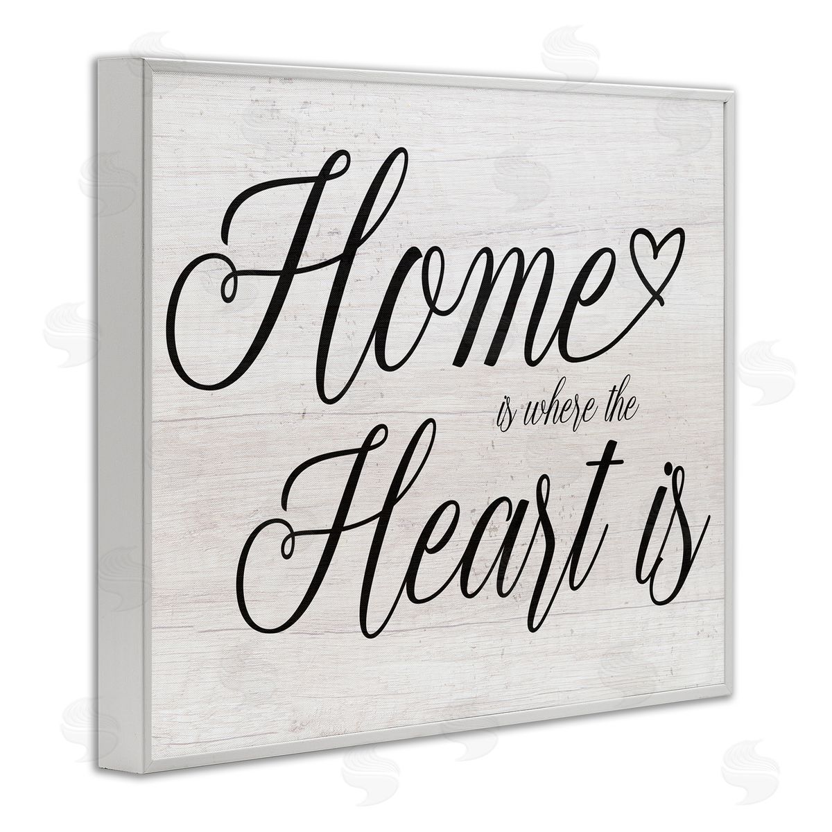 Stupell Studio Heart & Home Fancy Script Phrase Typography  White Framed Giclee Wall Art Print