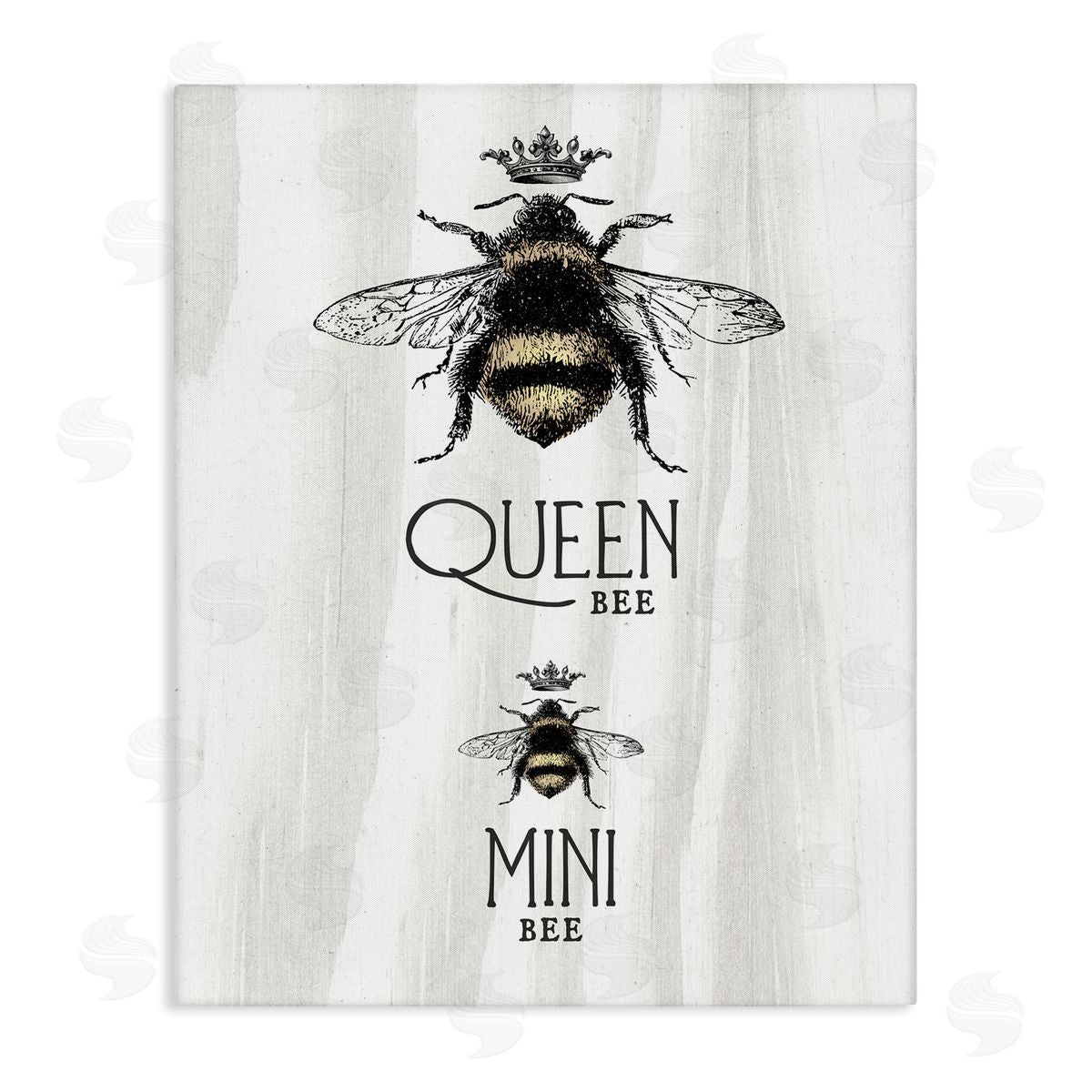 Stupell Studio Queen & Mini Bee Crowned Bumblebees Mother Daughter  Stretched Canvas Wall Art Print