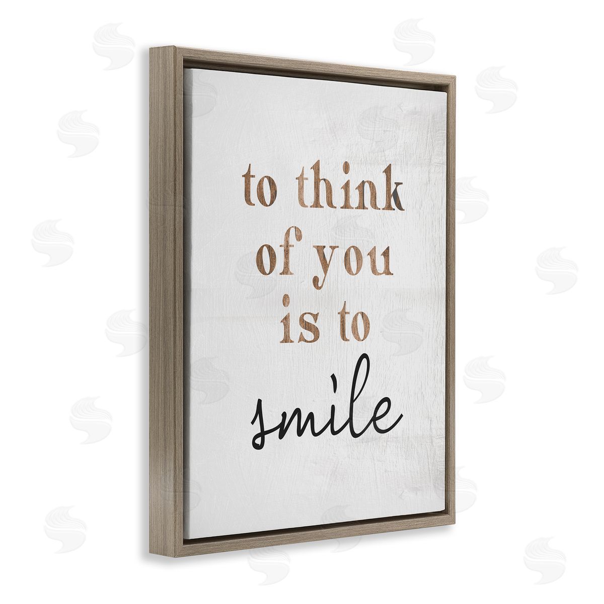 Stupell Studio Romantic Smile Quote Pretty Glam Detail Typography  Brown Floating Frame Canvas Wall Art Print