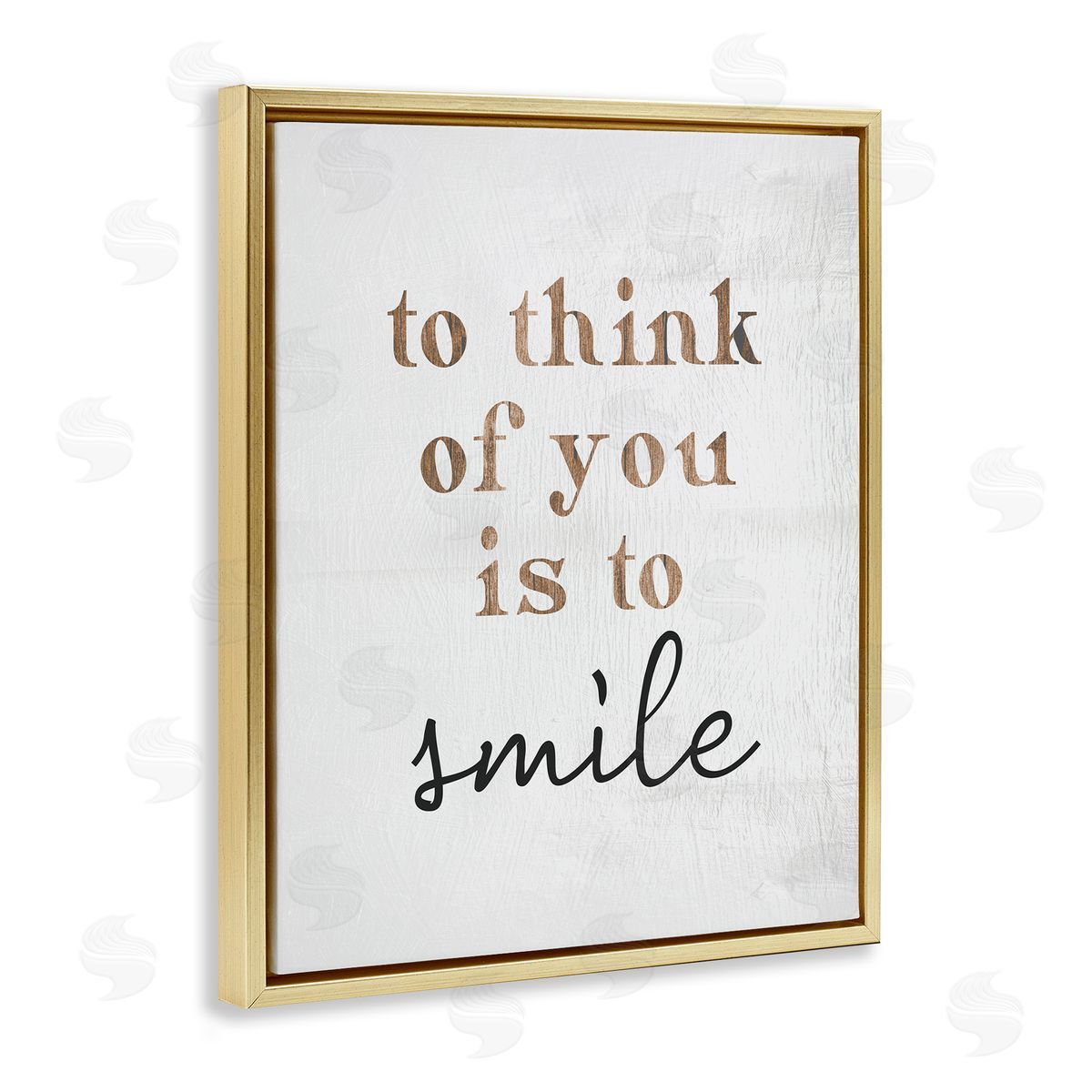 Stupell Studio Romantic Smile Quote Pretty Glam Detail Typography  Gold Floating Frame Canvas Wall Art Print