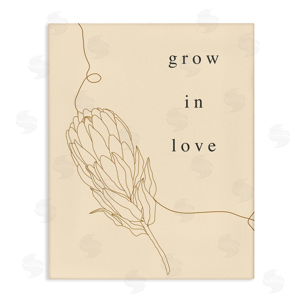 Stupell Studio Grow In Love Quote Plant Blossom Line Drawing  Stretched Canvas Wall Art Print