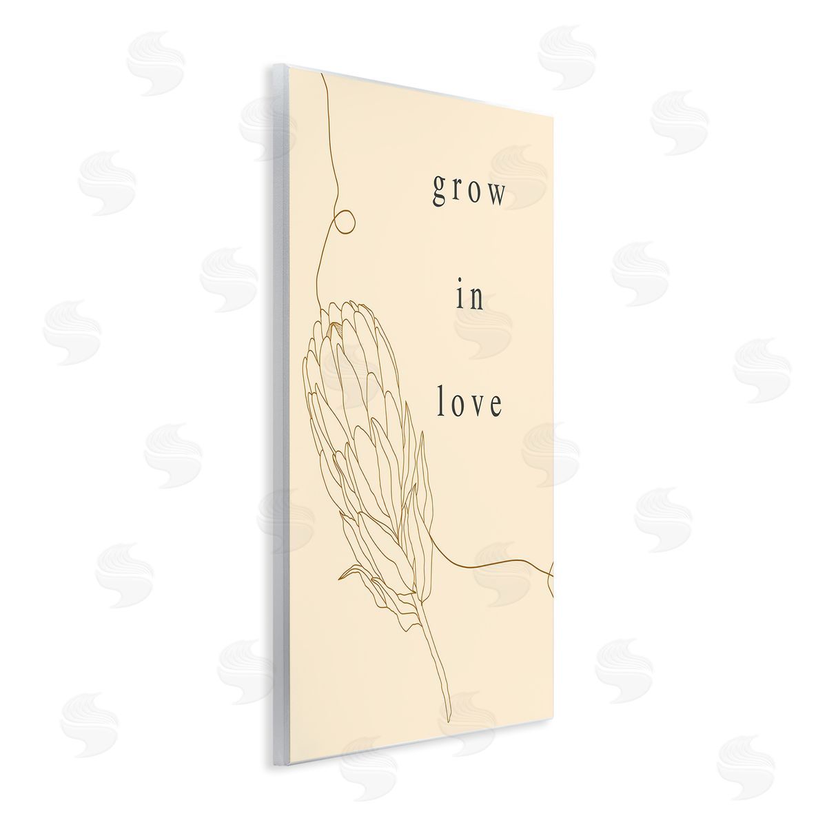 Stupell Studio Grow In Love Quote Plant Blossom Line Drawing  Wall Plaque Art Print