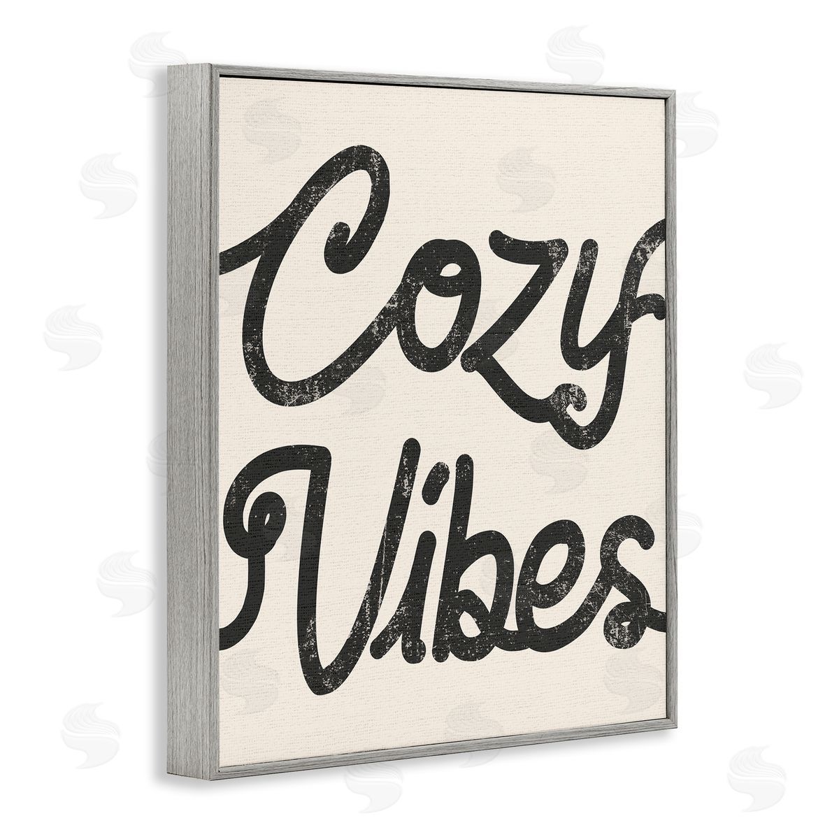 Stupell Studio Cozy Vibes Retro Vintage Typography Phrase  Gray Framed Giclee Wall Art Print